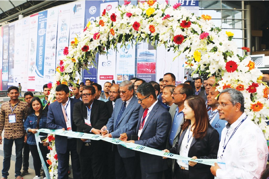State Minister for Finance MA Mannan inaugurates the 15th Dhaka International Textile & Garments Machinery Exhibition (DTG-2018) in the capital on Thursday.