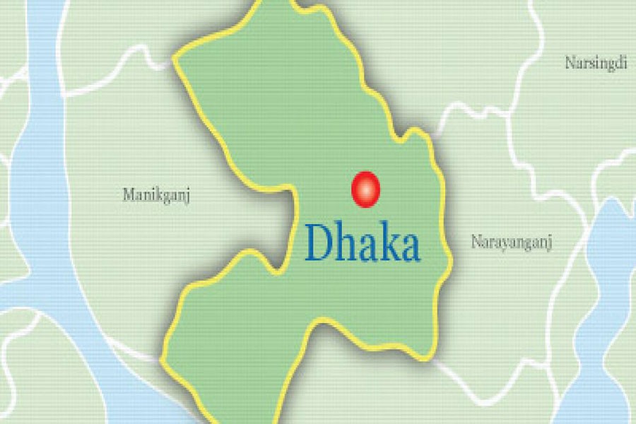 Map showing Dhaka district