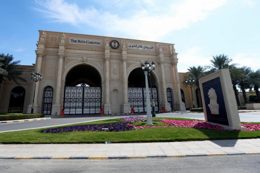 A view shows the Ritz-Carlton hotel's entrance gate in the diplomatic quarter of Riyadh, Saudi Arabia, November 5, 2017. Reuters