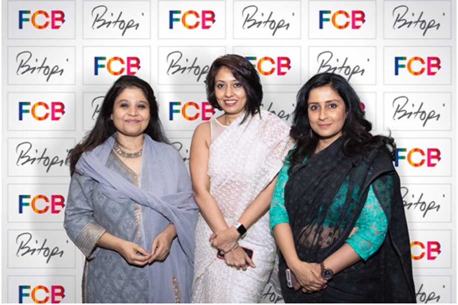 Swati Bhattachariya, Chief Creative Officer of FCB Ulka, Sarah Ali, managing director of Bitopi Advertising LTD and Debarpita Banerjee, President FCB Ulka, India North and East.