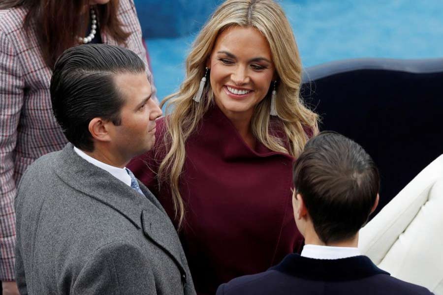 Donald Trump Jr and his wife Vanessa speak with Jared Kushner during inauguration ceremonies for the swearing in of Donald Trump as the 45th president of the United States on the West front of the US Capital in Washington, US, January 20, 2017. (REUTERS)