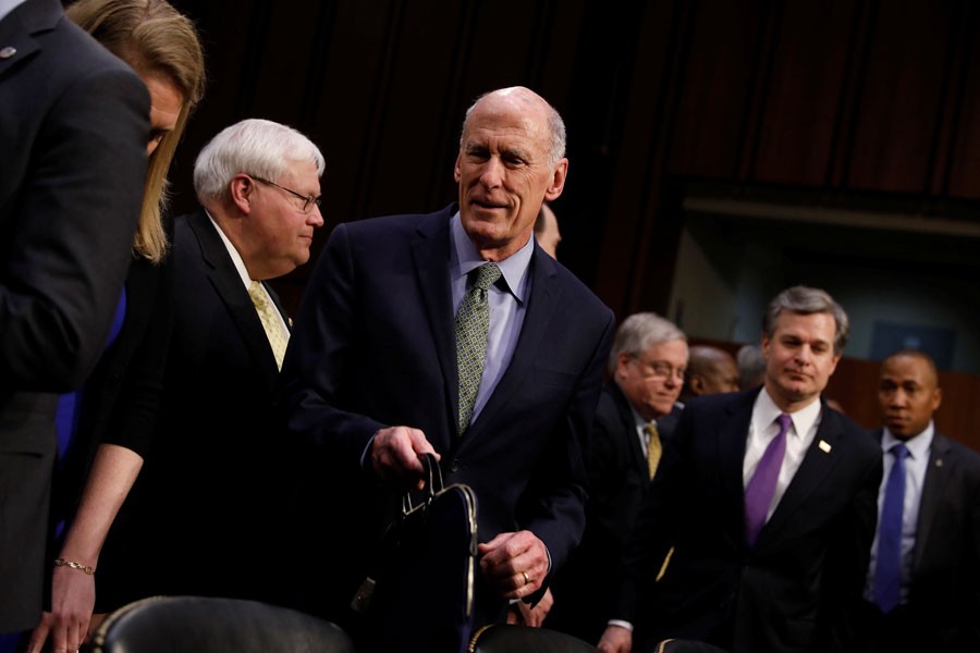 Director of National Intelligence (DNI) Dan Coats arrives to testify before the Senate Intelligence Committee on Capitol Hill in Washington, US. (Reuters)
