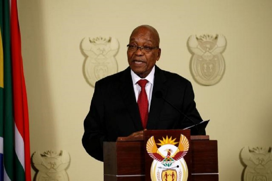 South Africa's President Jacob Zuma speaks at the Union Buildings in Pretoria, February 14, 2018. Reuters/Files