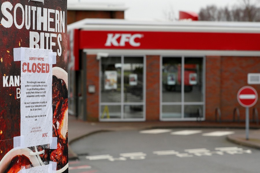 KFC to close hundreds of its UK outlets due to shortage of chicken. Reuters/File Photo