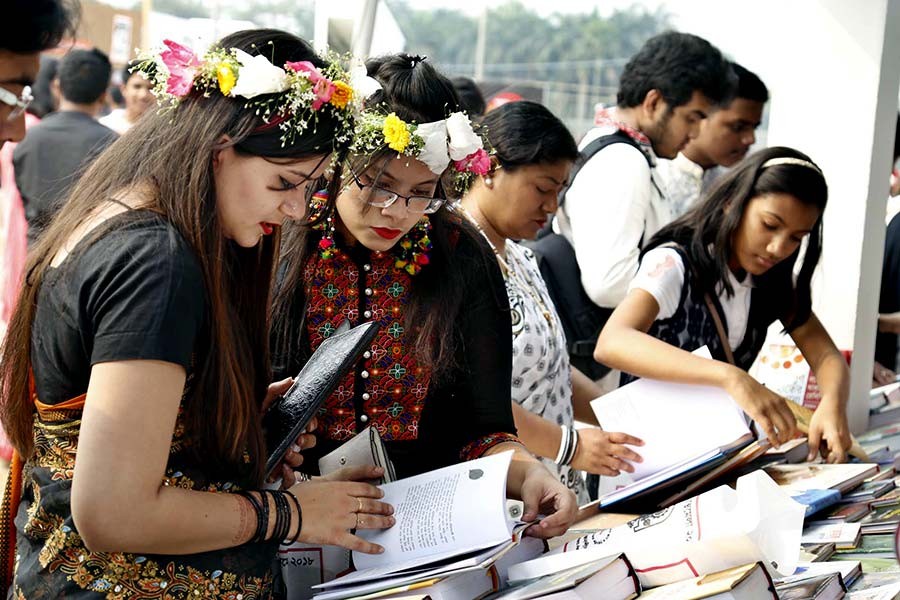 Thousands of people gathered at Amar Ekushey Book Fair on the International Mother Language Day. -Focus Bangla Photo