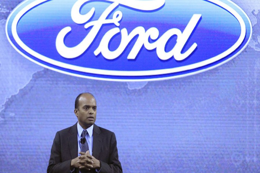 Raj Nair is seen during a product unveil at Ford Field in Detroit, Dec. 14, 2012. AP/File Photo