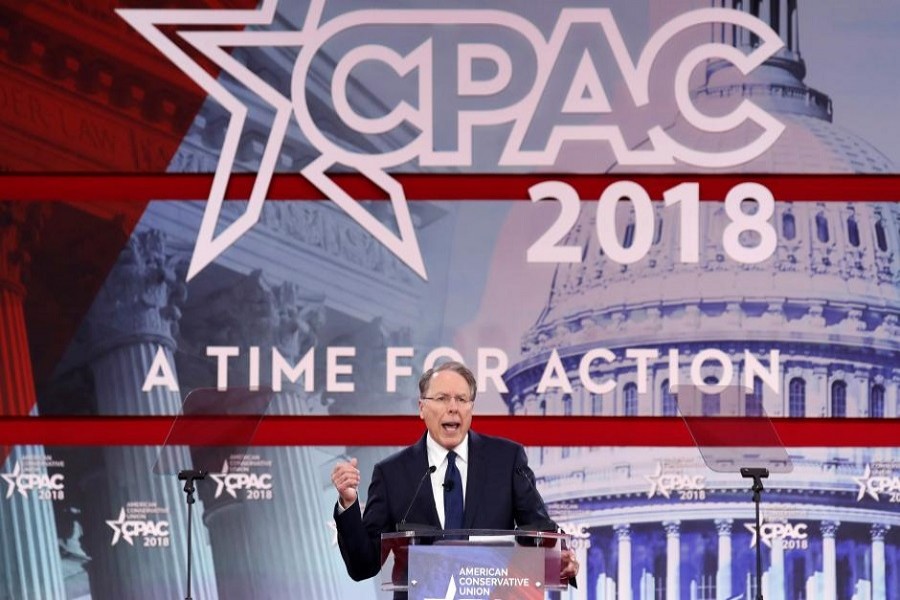 NRA Executive Vice President and CEO Wayne LaPierre speaks at the Conservative Political Action Conference (CPAC) at National Harbor, Maryland, US, February 22, 2018. Reuters