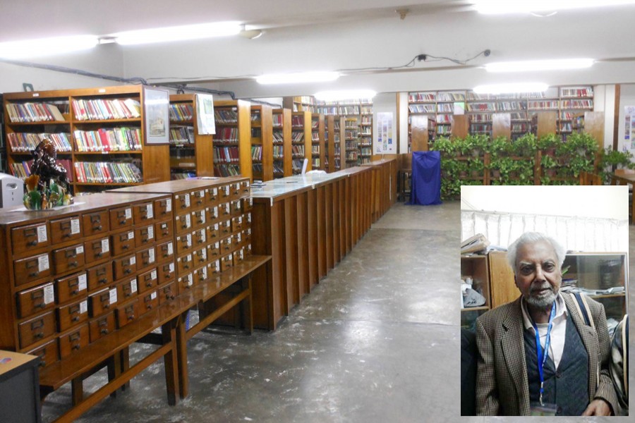 An inside view of the Sudhijan Pathagar (Inset: Fazle Rabbi, founder secretary of the library)