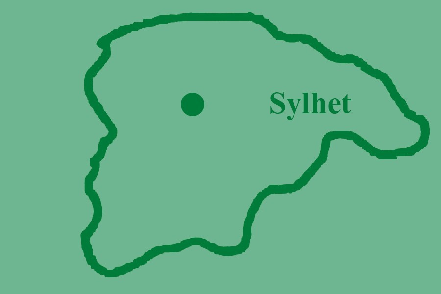 Map showing Sylhet district