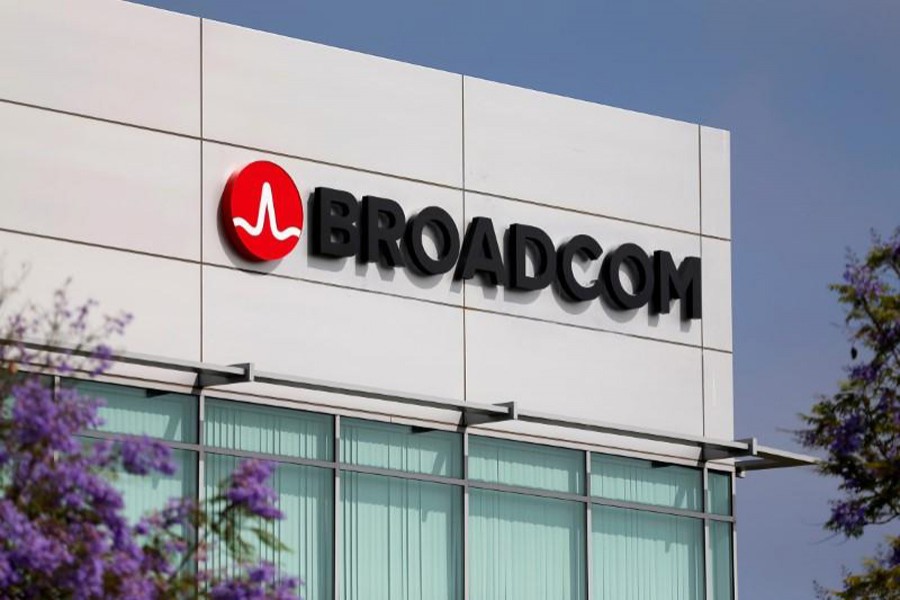 Broadcom Limited company logo is pictured on an office building in Rancho Bernardo, California May 12, 2016. Reuters/File Photo