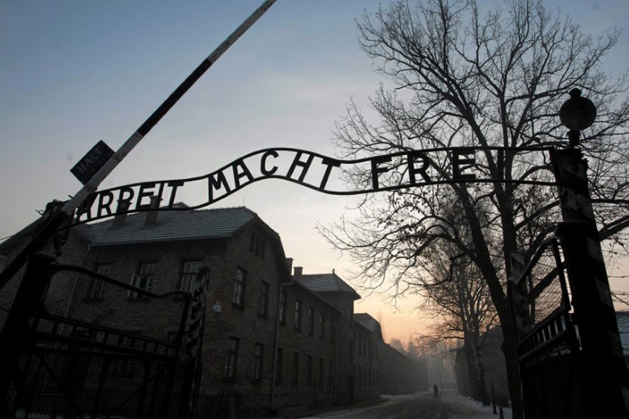 The ‘Arbeit Macht Frei’ gate at the former Nazi German concentration camp Auschwitz, in Oswiecim, Poland, January 27, 2018. Reuters.