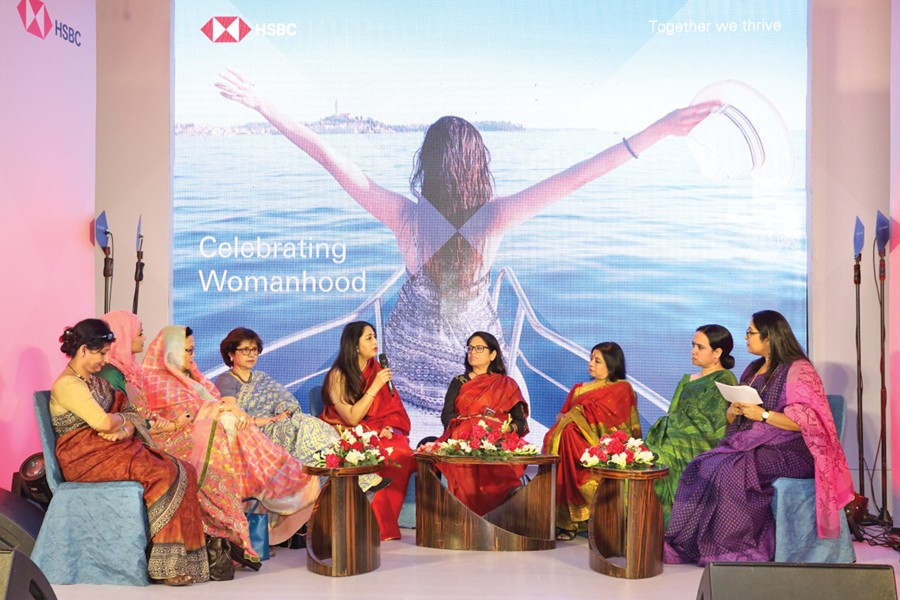 Participants at panel discussion on 'Celebrating Womanhood' organised by the Hongkong and Shanghai Banking Corporation Limited in the city recently on the occasion of the International Women's Day.