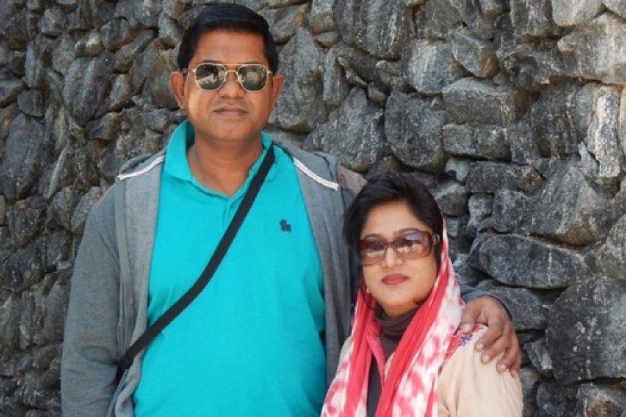 Deceased pilot of ill-fated US-Bnagla aircraft BS-211 Abid Sultan with his wife Afsana Khanam - UNB