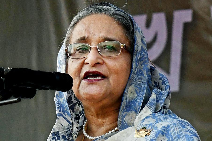 Prime Minister Sheikh Hasina addressing a public rally at Patiya Model High School in Chittagong on Wednesday. -Focus Bangla Photo