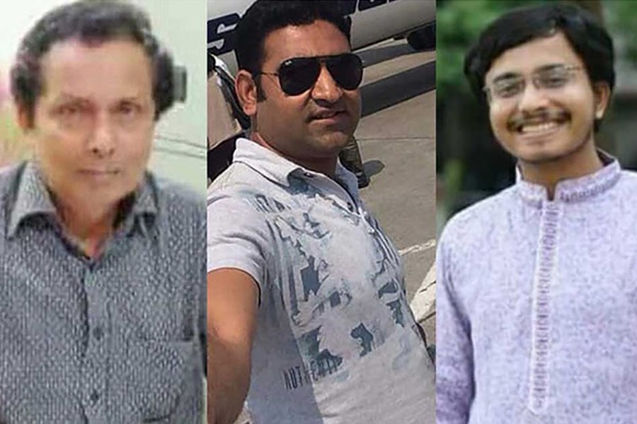 Combination photo shows Mohammad Nazrul Islam, Molla Alifuzzaman and Pias Roy, who died in the Mar 12 crash of a US-Bangla flight in Nepal. -bdnews24.com photo