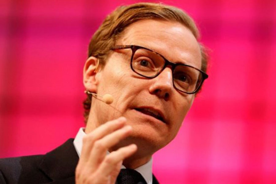 Suspended Cambridge Analytica CEO Alexander Nix answering British MPs' questions about election influence last month. Reuters/File