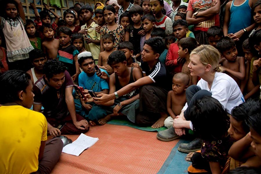 UNHCR Goodwill Ambassador and actor Cate Blanchett recently visited Bangladesh to draw attention to the situation of the Rohingyas. -UNHCR Photo