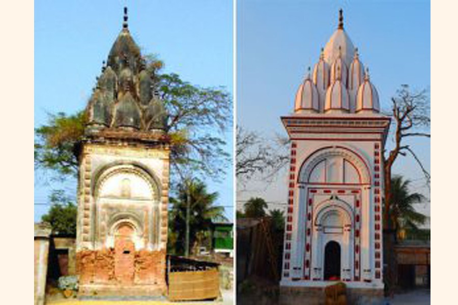 A monastery in Rajshahi, before and after renovation 	— FE Photo