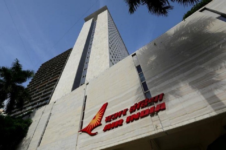 The Air India logo is seen on the facade of its office building in Mumbai, India, July 7, 2017. Picture taken July 7, 2017. Reuters/Files