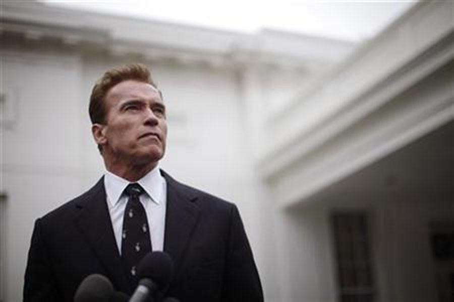 Former California Governor Arnold Schwarzenegger outside the West Wing of the White House, February 22, 2010. Reuters/File