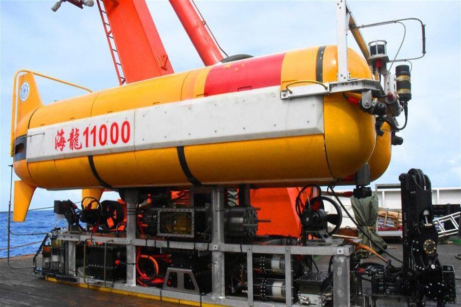 Unmanned submersible 'Hailong 11000' completed its first sea test in the western Pacific Ocean Friday. Xinhua/File