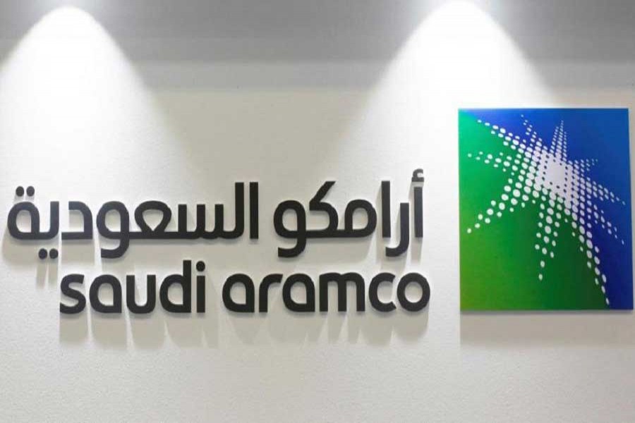 Logo of Saudi Aramco is seen at the 20th Middle East Oil & Gas Show and Conference (MOES 2017) in Manama, Bahrain, March 7, 2017. Reuters/File Photo