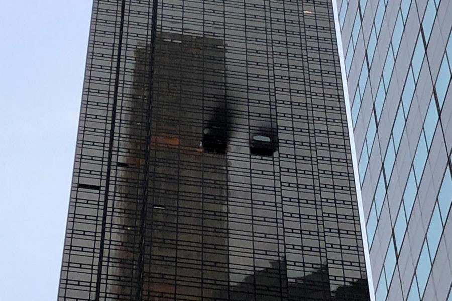Trump Tower is pictured during a fire in the Manhattan borough of New York City, New York, US, April 7, 2018. Reuters.