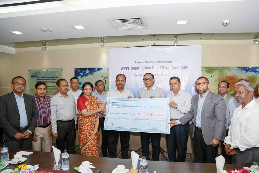 Beximco Pharma donates Tk 14.5m to welfare fund for workers