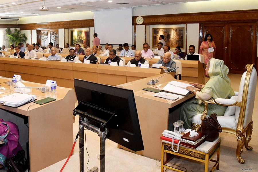 Prime Minister Sheikh Hasina presiding over the cabinet meeting at her office on Monday. -Focus Bangla Photo