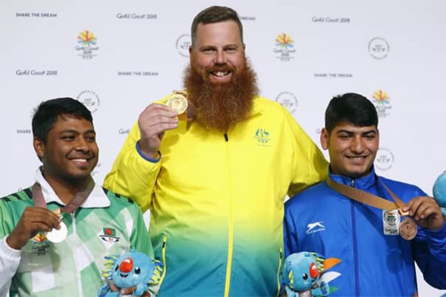 Shooter Shakil brings silver for Bangladesh. UNB Photo