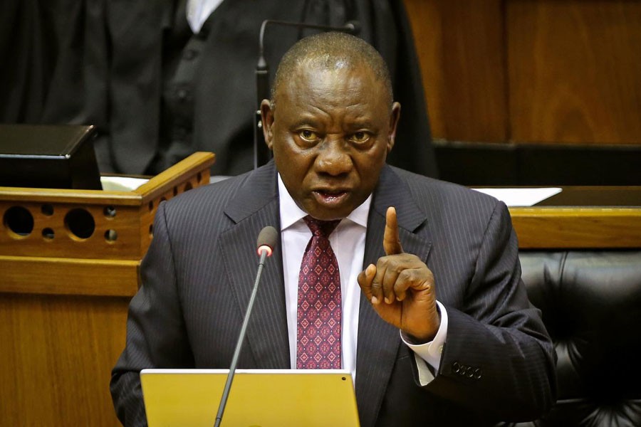 South African President Cyril Ramaphosa speaks in parliament in Cape Town, South Africa, February 20, 2018. Reuters.