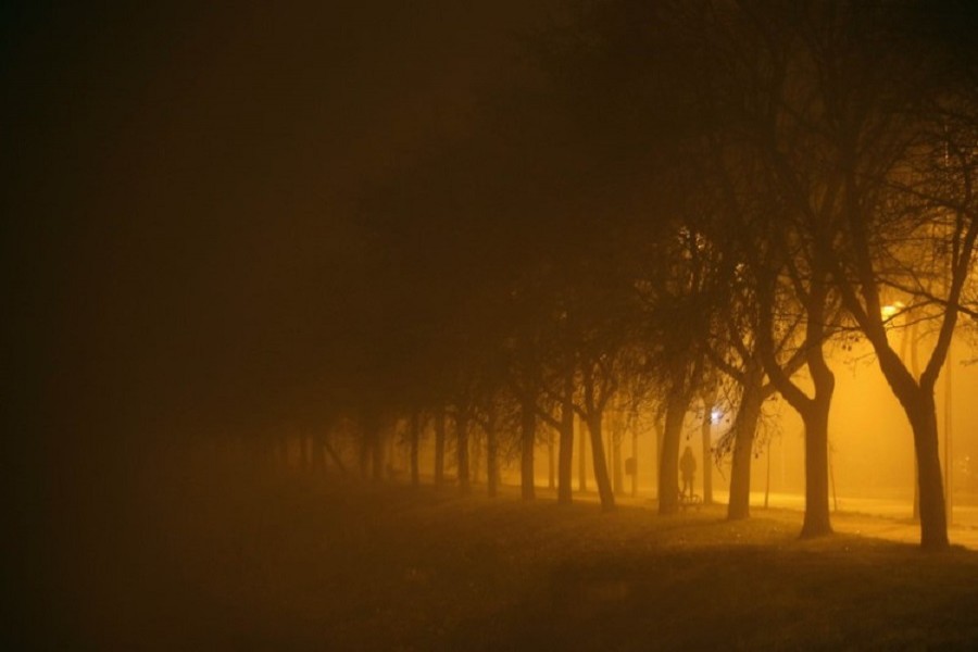 A woman walks along a street during heavy smog in the central Bosnian town of Zenica, November 19, 2014. Reuters/Files