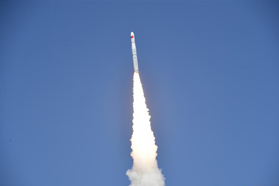 Photo taken on April 26 shows Long March-11 carrier rocket lifting off from Jiuquan Satellite Launch Center in Jiuquan, northwest China's Gansu Province. Xinhua/File