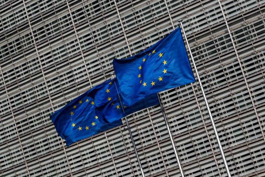 European Union flags flutter outside the EU Commission headquarters in Brussels, Belgium, March 12, 2018. Reuters/File