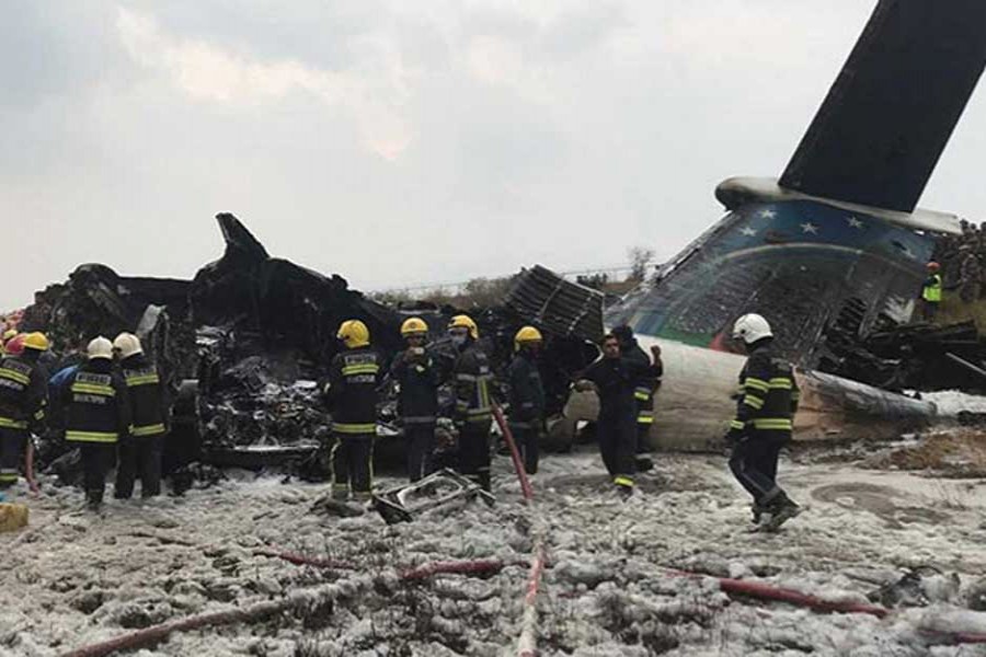 Rescue workers recovered badly burnt bodies from the wreckage of the US-Bangla plane which crashed in Kathmandhu on March 12, 2018