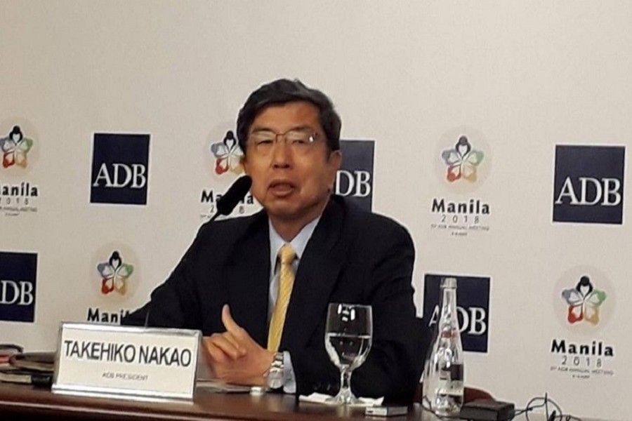 Asian Development Bank (ADB) President Takehiko Nakao briefing journalists at the 51st annual general meeting in Manila, Philippines on Thursday. Photo: UNB