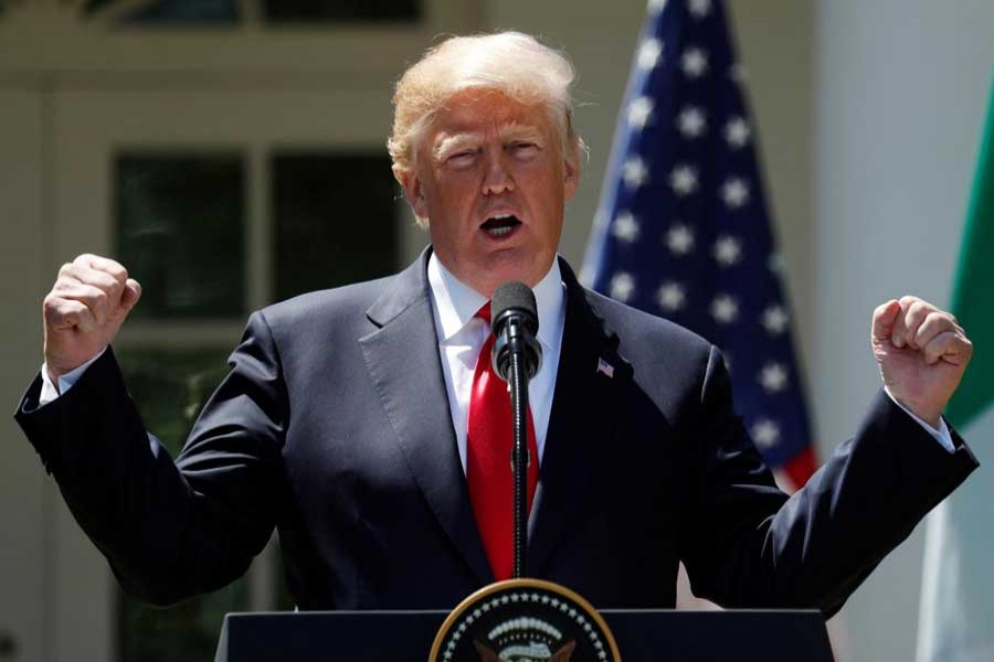 US President Donald Trump addresses a joint news conference with Nigeria's President Muhammadu Buhari in the Rose Garden of the White House in Washington, US, April 30, 2018. Reuters/Files