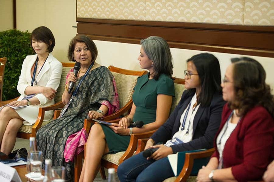 President of Bangladesh Federation of Women Entrepreneurs Rokia Afzal Rahman speaking at a seminar "Breaking Barriers: Women Entrepreneurship in Asia and the Pacific" in Manila, Philippines on Thursday.