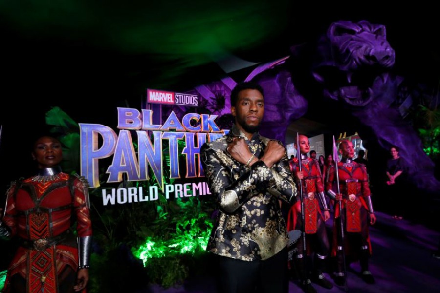 Cast member Chadwick Boseman poses at the premiere of "Black Panther" in Los Angeles, California, US, January 29. Reuters/File