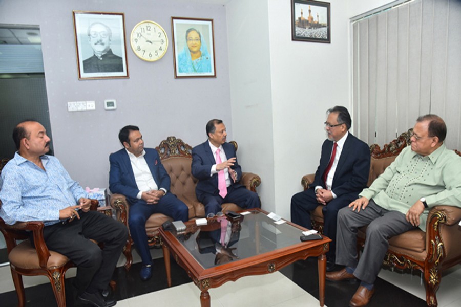 Philippines Ambassador to Bangladesh Vincente Vivencio T Bandillo holding a meeting with Chittagong Chamber of Commerce and Industry (CCCI) president Mahbubul Alam during the former’s visit to the CCCI at the World Trade Centre in the port city on Saturday