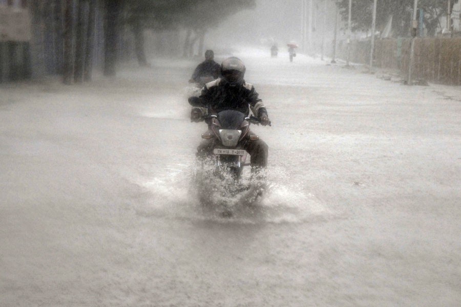 A man rides his motorbike through a flooded road during heavy rain in Chennai, India, November 9, 2015. Reuters photo used for representation.