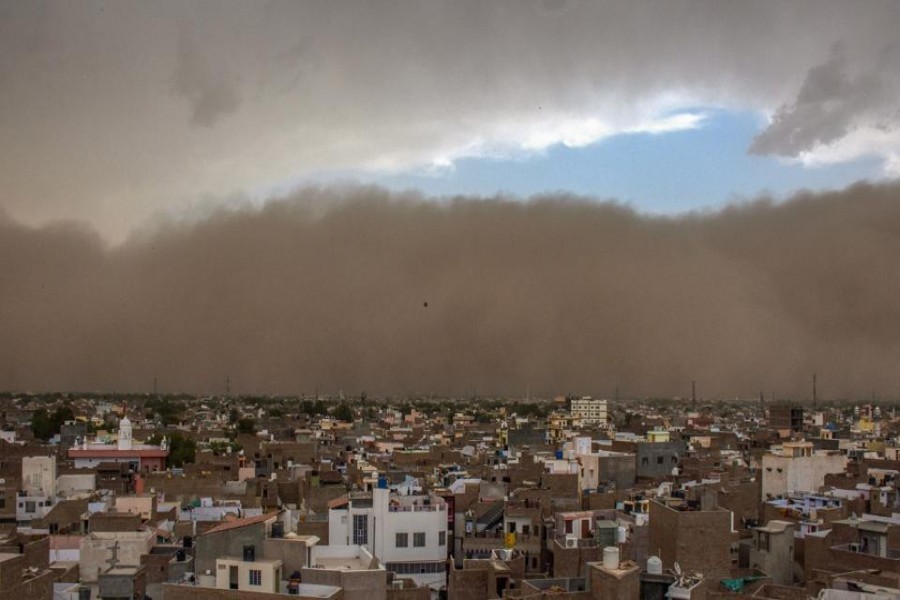 A dust storm approaches the city of Bikaner on Wednesday. (PTI Photo)