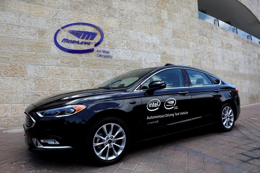 A general view of a Mobileye autonomous driving test vehicle, at the Mobileye headquarters in Jerusalem, May 15. Reuters/File