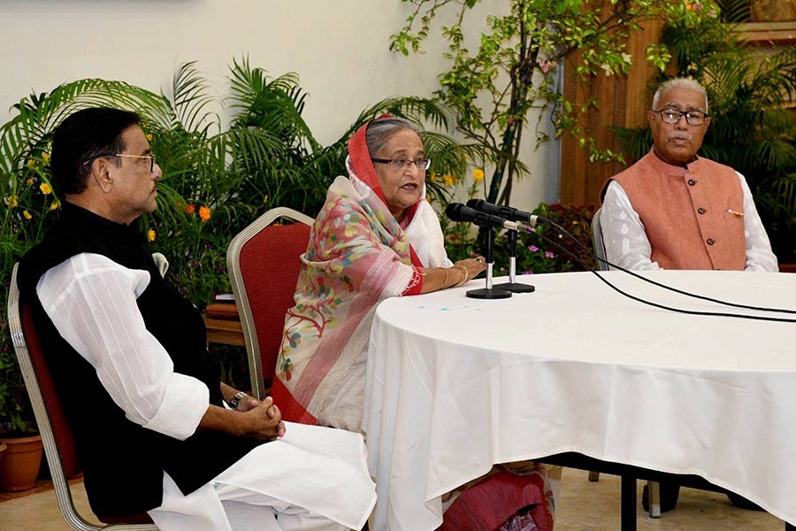 Prime Minister Sheikh Hasina addressing a function at Ganabhaban on Sunday. -Focus Bangla Photo