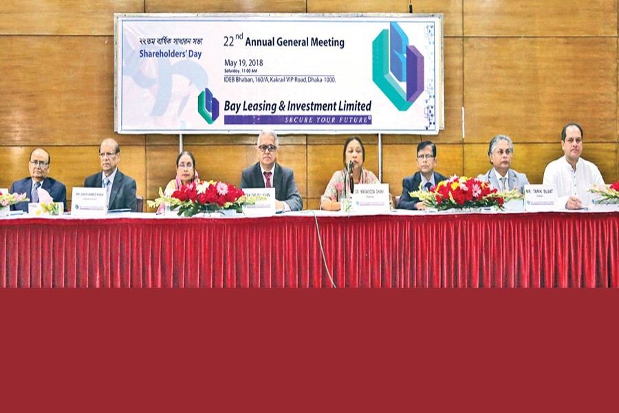 Bay Leasing & Investment Limited Chairperson Dr Maswooda Ghani presiding over the company's 22nd annual general meeting (AGM) in the capital recently