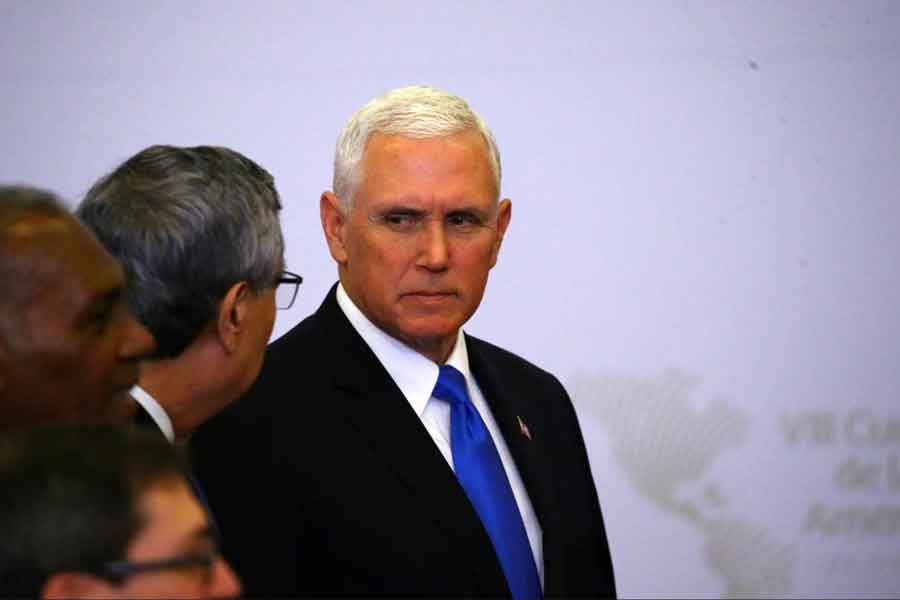 US Vice President Mike Pence attends the family photo of the VIII Summit of the Americas in Lima, Peru April 14, 2018. Reuters.