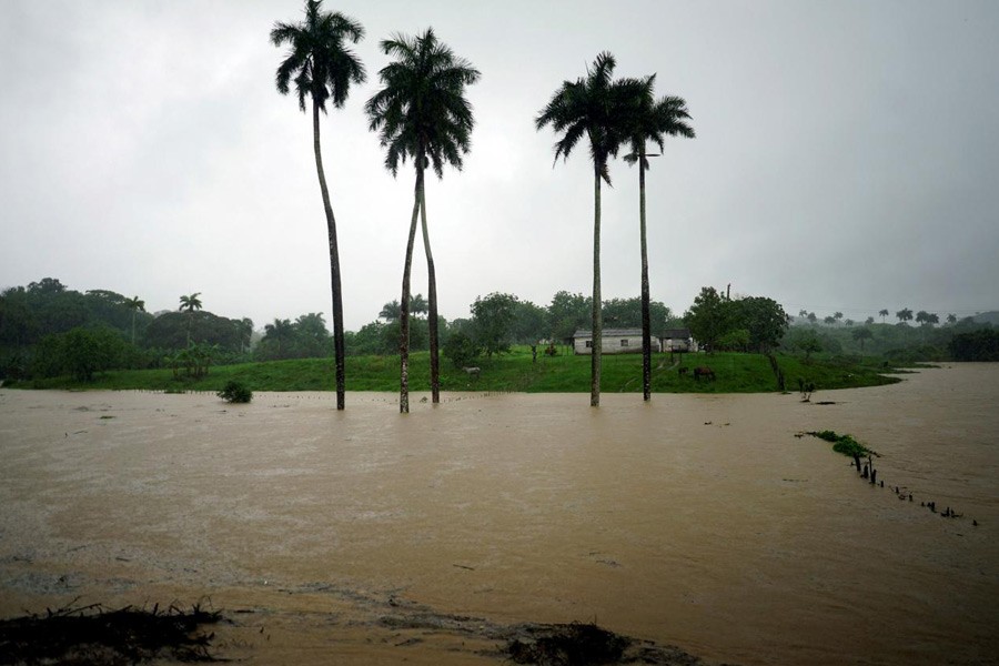 A view of a partially flooded farm as Subtropical Storm Alberto passes by the west coast of Cuba, in Bahia Honda, Cuba, May 26, 2018. Reuters.