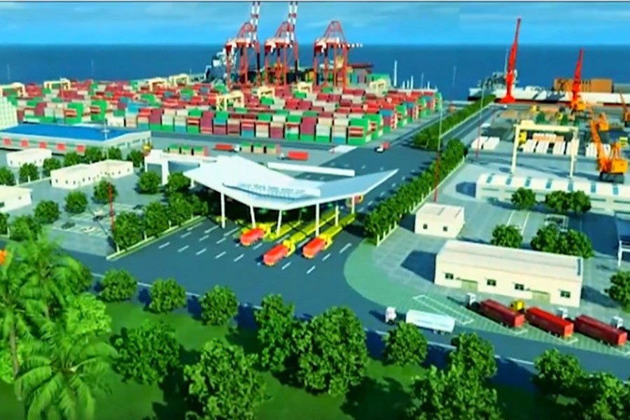 Artist's expression shows the potential Payra seaport project. Photo: YouTube