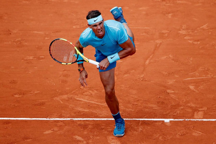 Rafael Nadal in action during his third round match against France's Richard Gasquet - Reuters photo