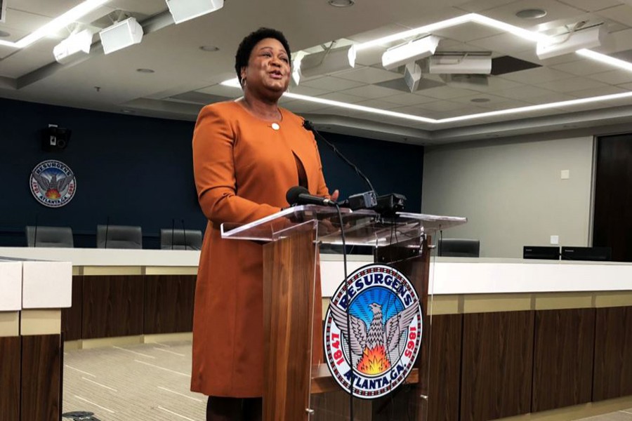 Atlanta City Council President Felicia Moore speaks about the last week's cyberattack on city computers in Atlanta, Georgia, March 29. Reuters File Photo